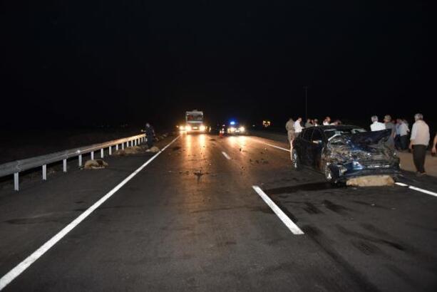 Siverek’te otomobil koyun sürüsüne çarptı: 2 yaralı