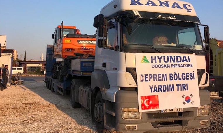 DOOSAN İŞ MAKİNALARI İLE DEPREM BÖLGESİNE DESTEK VERİYOR