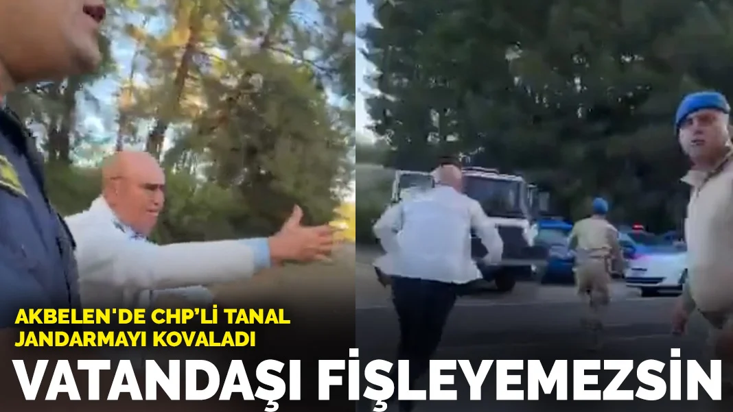 Akbelen'de CHP'li Mahmut Tanal jandarmayı kovaladı: Vatandaşı fişleyemezsin