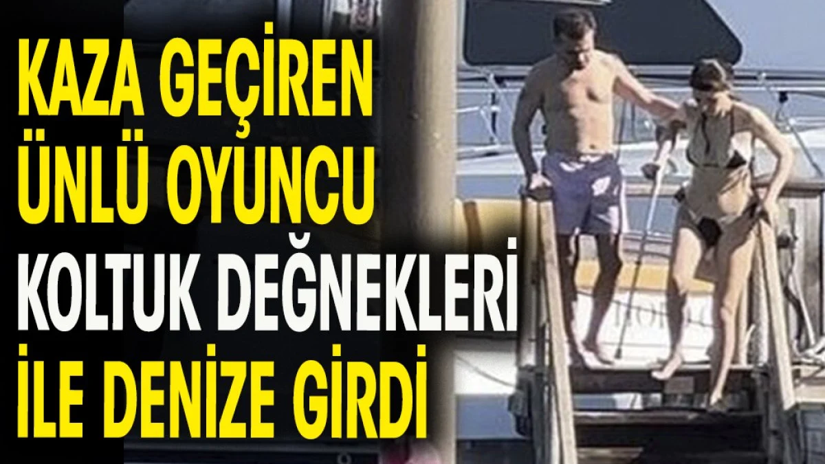 Kaza geçiren Beren Saat koltuk değnekleri le denize girdi