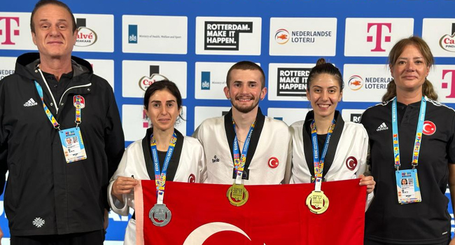 Tekvandoda 2 altın ve 1 gümüş madalya