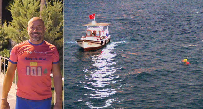 Adana'dan İskenderun'a 14 saat 58 dakikada yüzdü
