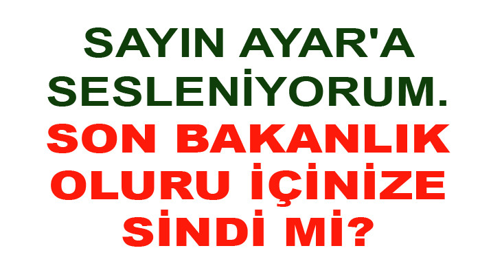 Sayın Ayar'a Soruyorum