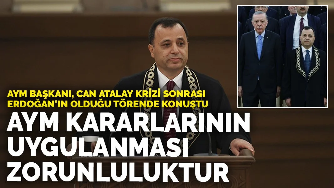 AYM Başkanı, Can Atalay krizi sonrası Erdoğan'ın olduğu törende konuştu: AYM kararlarının uygulanması anayasal zorunluluktur