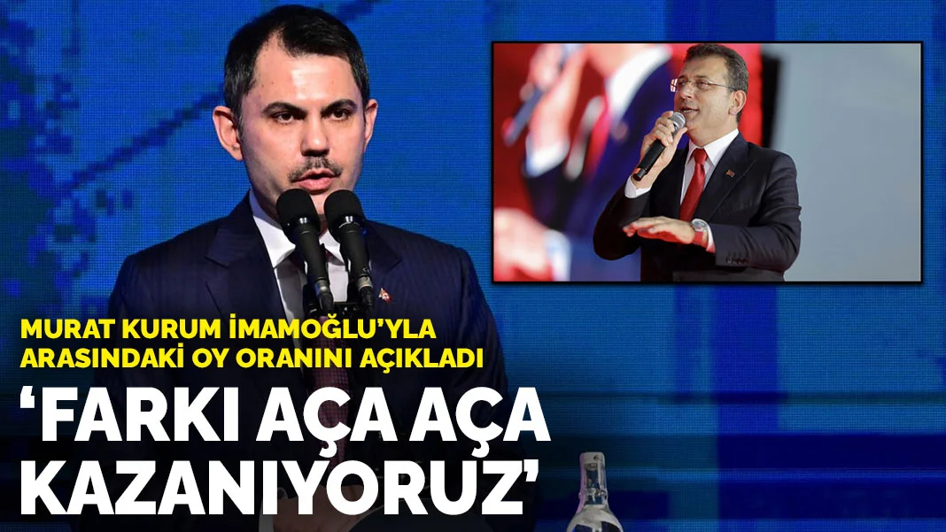 Murat Kurum, İmamoğlu ile arasındaki oy oranını açıkladı: Farkı aça aça kazanıyoruz
