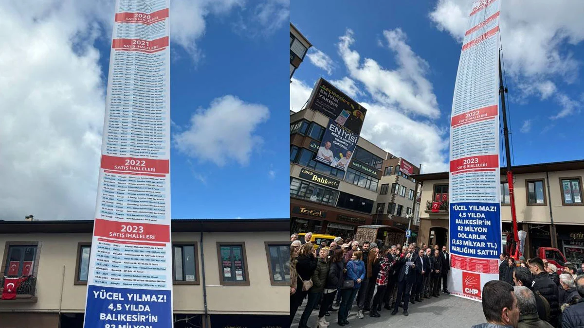 CHP'den Balıkesir'de 20 metrelik 'satış' pankartı