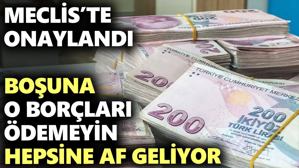 Meclis’te onaylandı. Boşuna o borçları ödemeyin Hepsine af geliyor