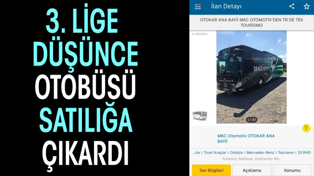 3. Lige düşen eski Süper Lig takımı otobüsünü satılığa çıkardı