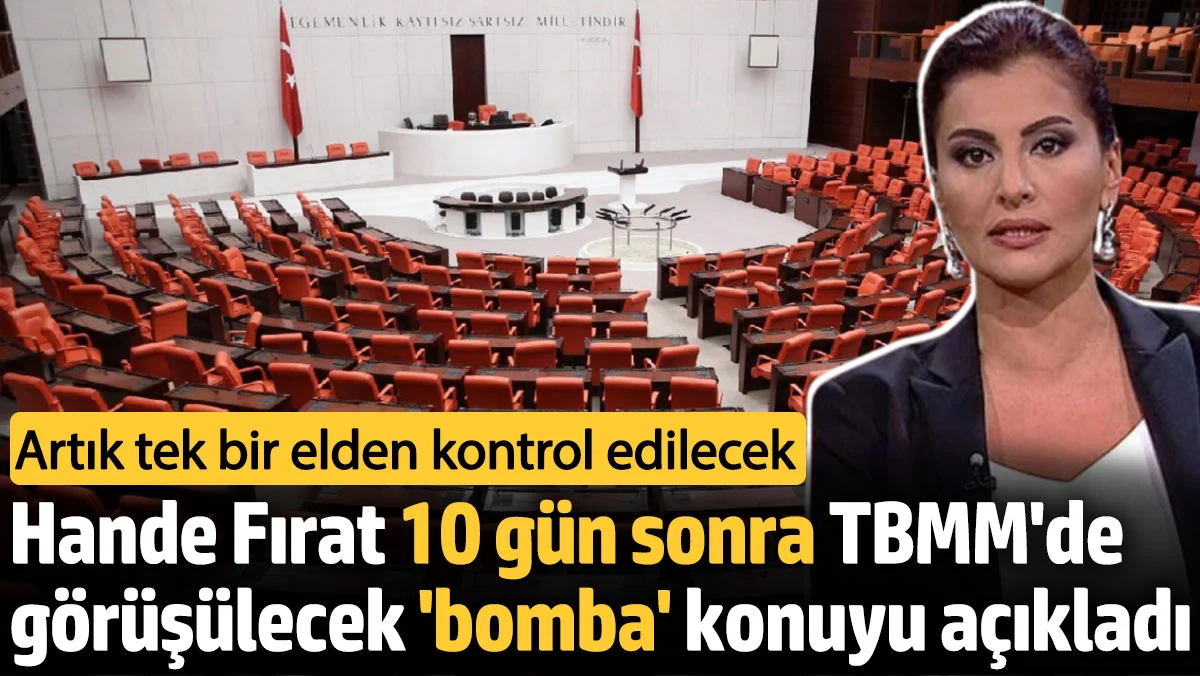 Hande Fırat 10 gün sonra TBMM'de görüşülecek 'bomba' konuyu açıkladı. Artık tek bir elden kontrol edilecek