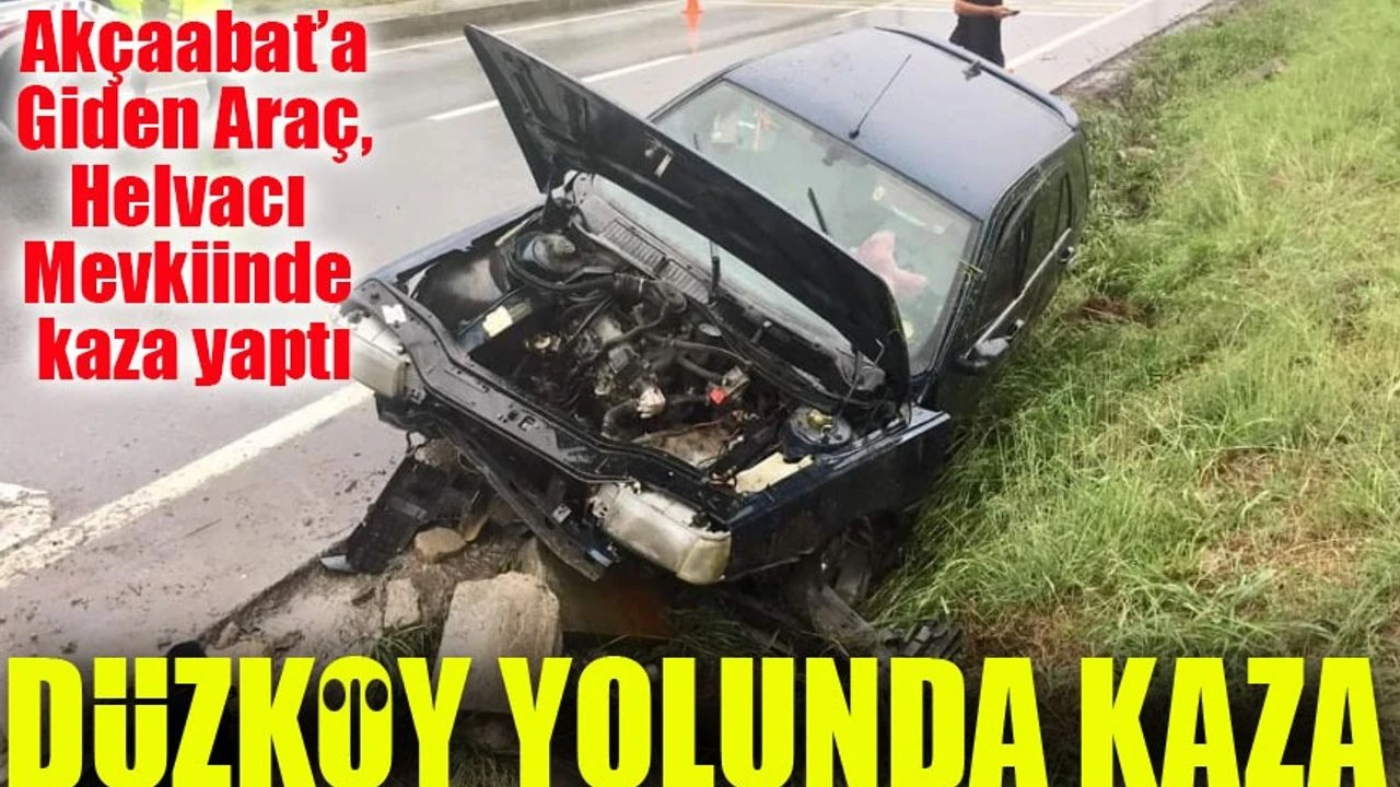 Düzköy Yolunda Yağmurun Etkisiyle Kaza: Araç Kanala Devrildi!
