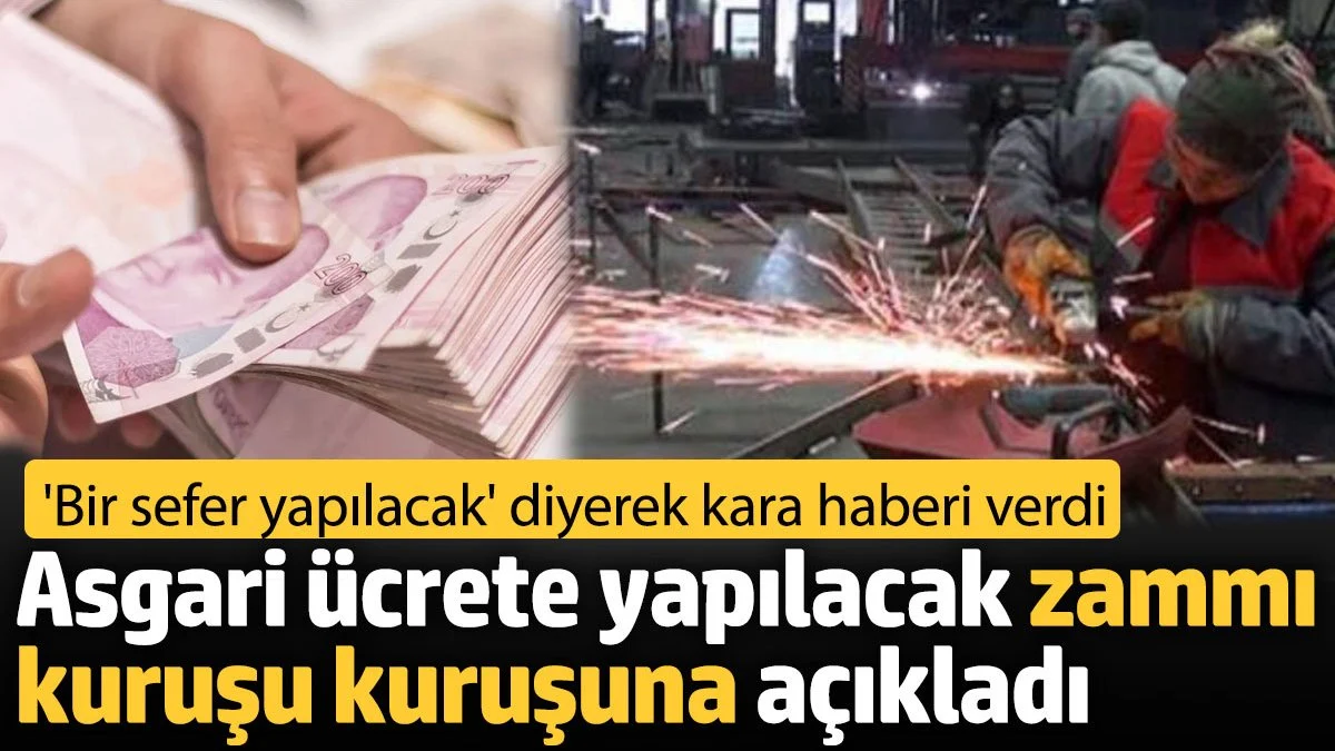 Asgari ücrete yapılacak zammı kuruşu kuruşuna açıkladı. 'Bir sefer yapılacak' diyerek kara haberi verdi