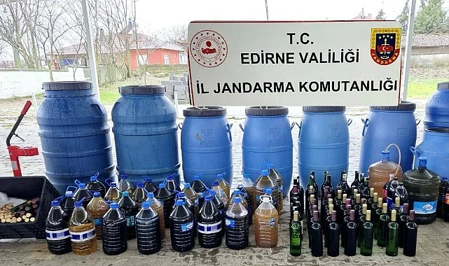 Edirne Uzunköprü’de Jandarma’dan sahte alkol operasyonu