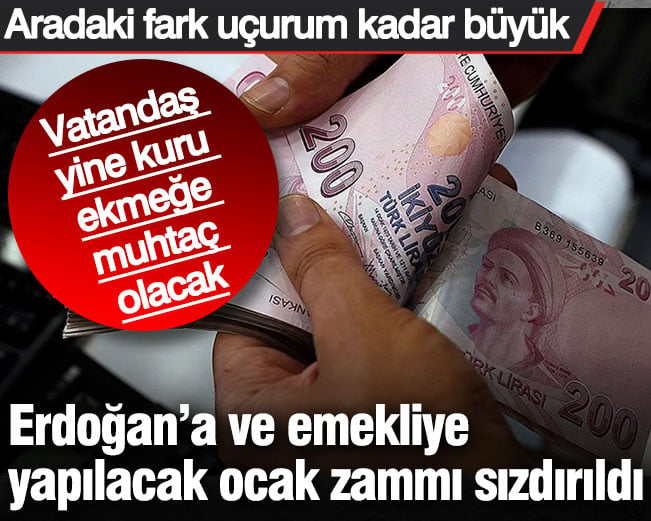 Erdoğan'a ve emekliye yapılacak ocak zammı sızdırıldı Vatandaş, yine kuru ekmeğe muhtaç olacak