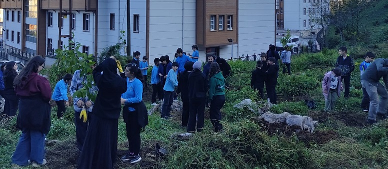 Fındıklı’da Öğretmenler Gününe Anlamlı Dokunuş: Öğrenciler Okul Bahçesine Narenciye Fidanları Dikti