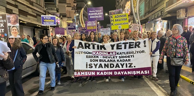 Samsun'da 25 Kasım Kadına Yönelik Şiddete Karşı Uluslararası Mücadele Günü kapsamında yürüyüş düzenlendi