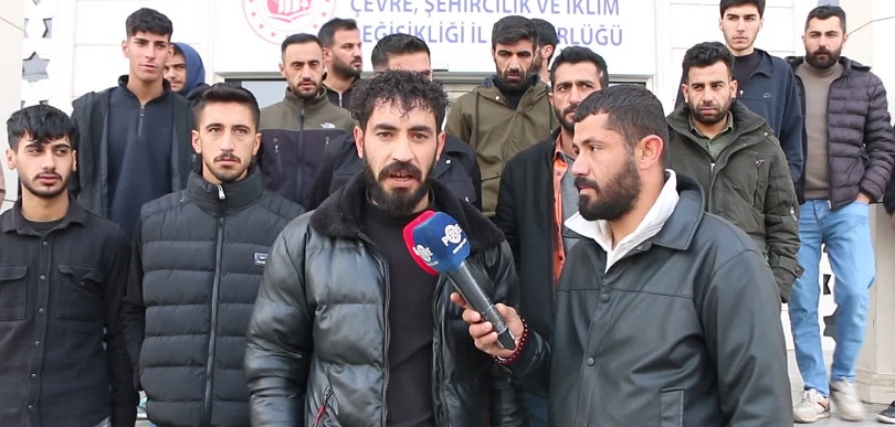 Adıyaman’da deprem konutlarında çalışan işçilerden eylem: 
