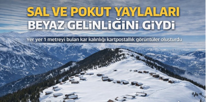 Sal Yaylası ve Pokut Yaylası Beyaza Büründü