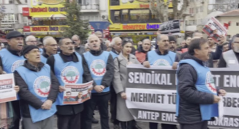 Gaziantep'te, BİRTEK-SEN Genel Başkanı Türkmen'in serbest bırakılması için eylem