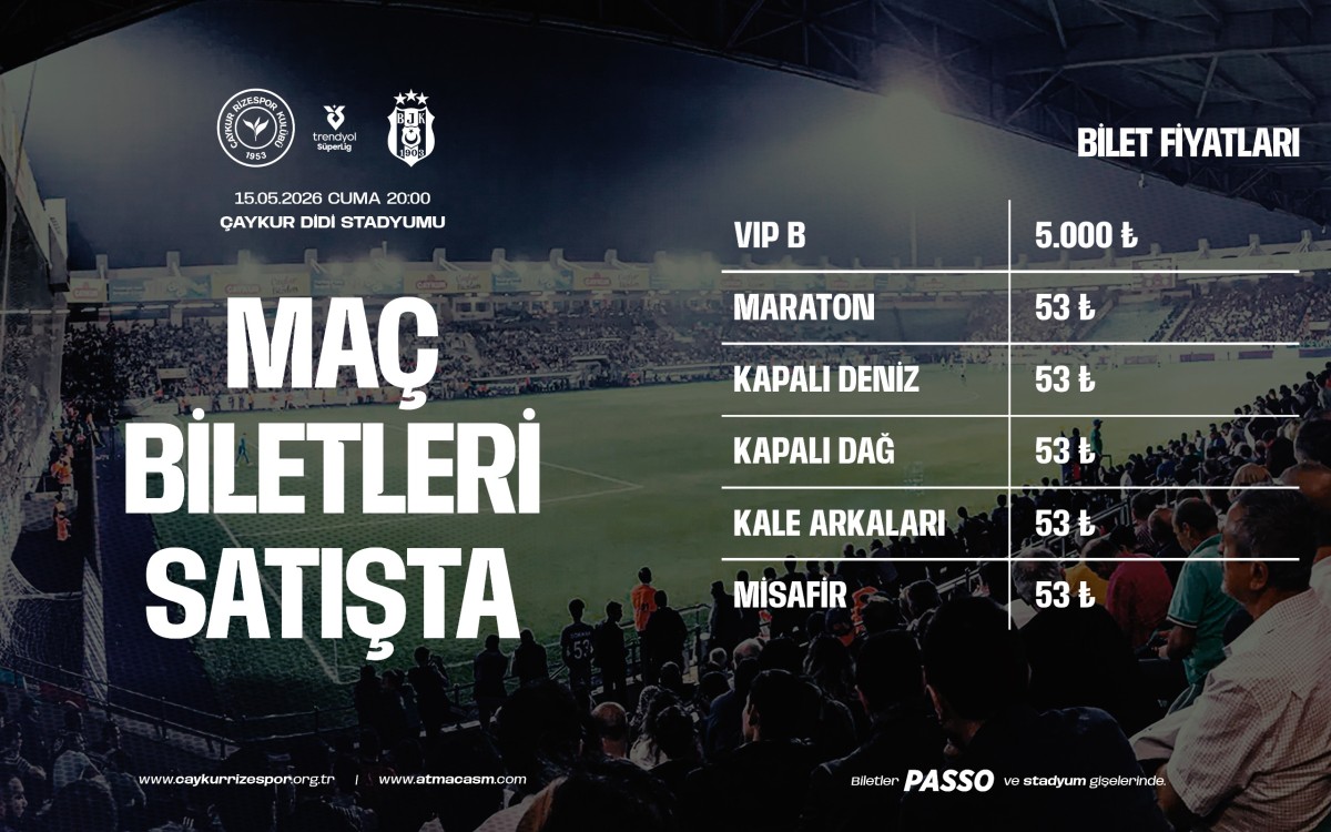 Çaykur Rizespor - Beşiktaş Maçının Biletleri Satışa Çıktı