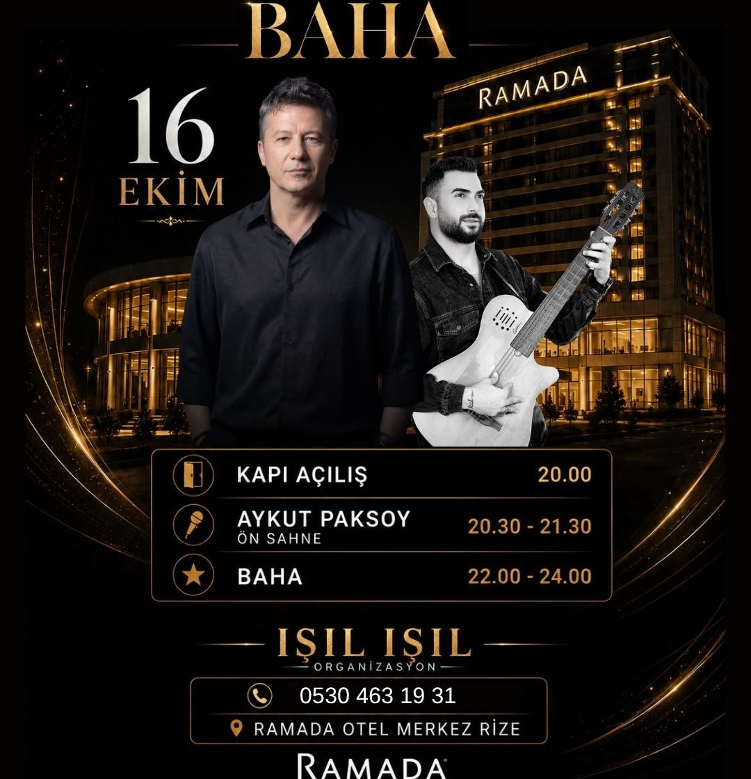Baha, 16 Ekim'de Rize'de Sahne Alacak