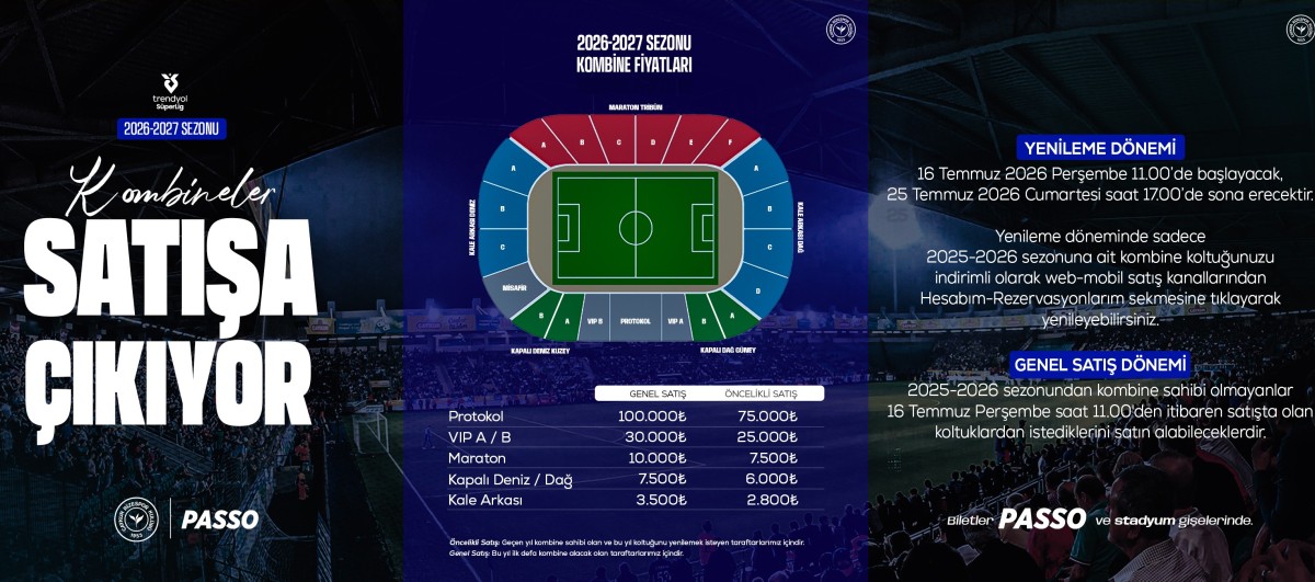 Çaykur Rizespor'da 2026-2027 Sezonu Kombine Satışları 16 Temmuz'da Başlıyor