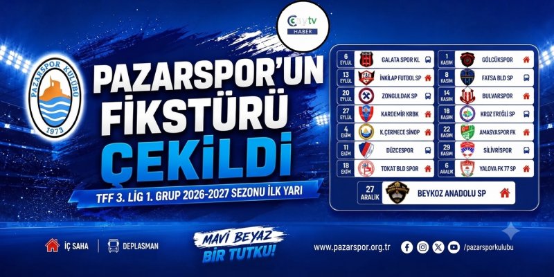 Pazarspor'un 2026-2027 Sezonu Fikstürü Açıklandı: İlk Rakip Galata Spor Kulübü