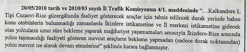 İkizdere Dolmuşları İçin Mahkeme Kararı Uygulanmıyor