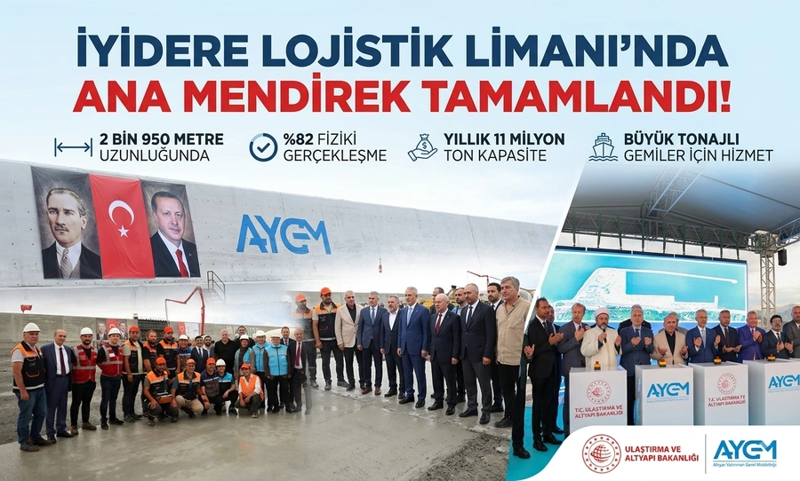 İyidere Lojistik Limanı’nda Ana Mendirek Tamamlandı