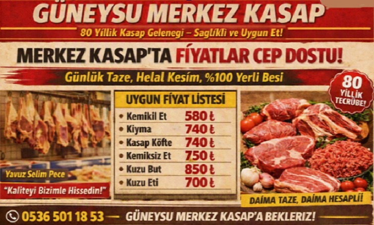 Güneysu’da 80 Yıllık Kasap Geleneği: Merkez Kasap Uygun Fiyatla Sağlıklı Et Sunuyor